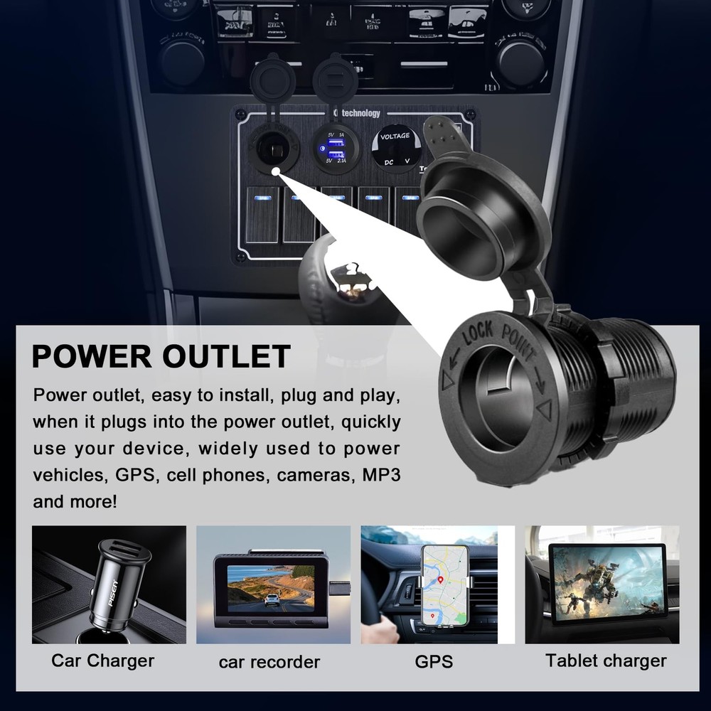 Boat Rocker Switch Panel,Waterproof 6 Gang Toggle Switch Panel with Dual USB ...