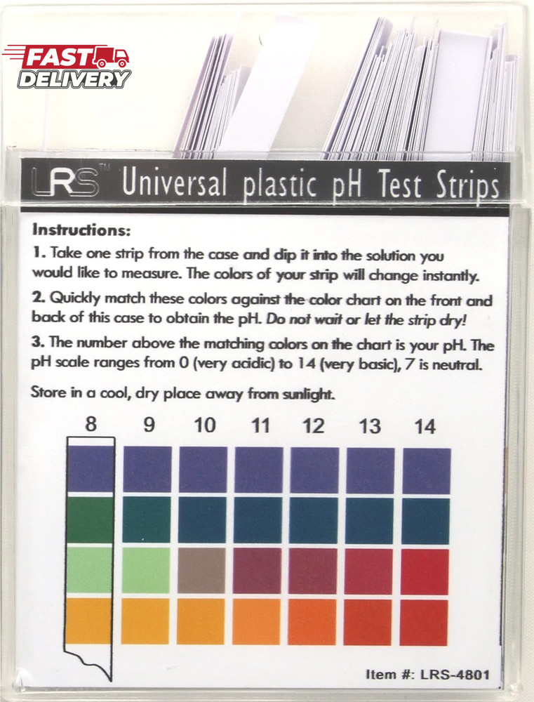 Plastic Ph Test Strips, Universal Application (Ph 0-14), 100 Strips | for Saliva