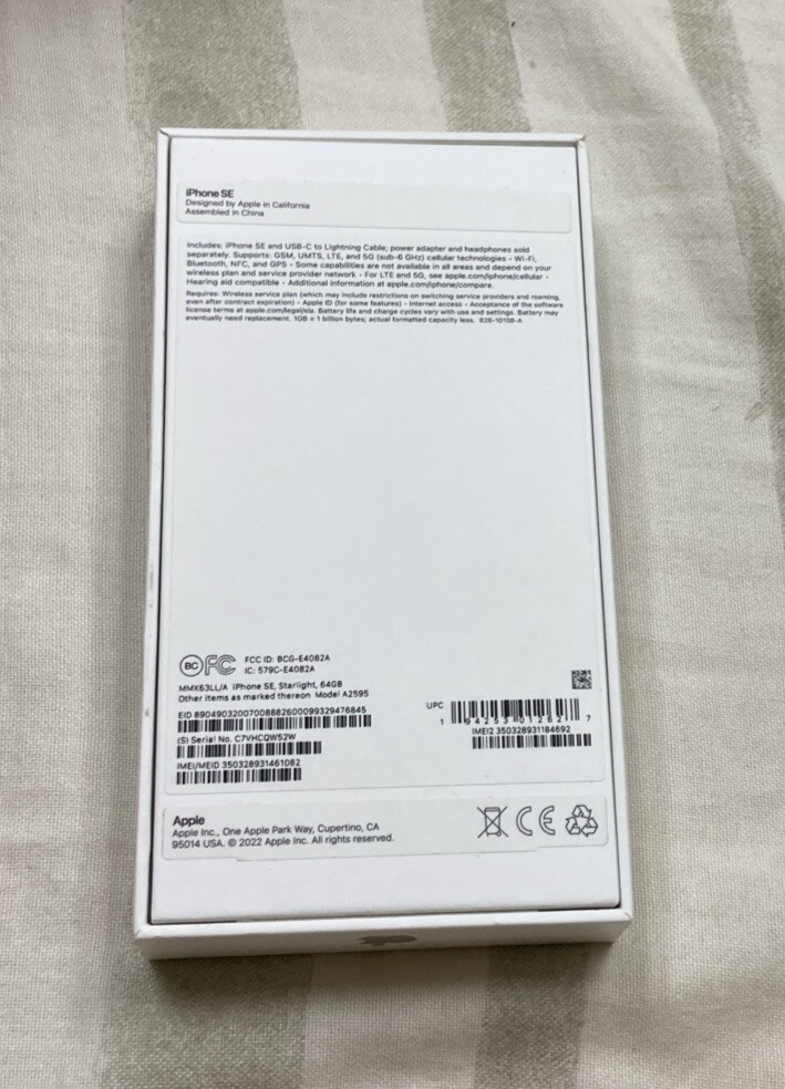 Apple iPhone SE 2022 64GB EMPTY ONLY NO PHONE