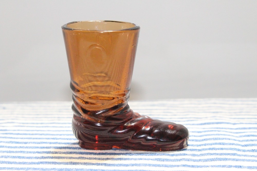 Small Amber Boot Shaped Toothpick Holder