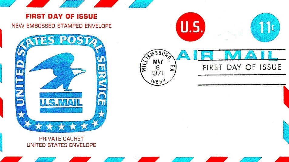 UC43 11c AIRMAIL STAMPED ENVELOPE - Private cachet