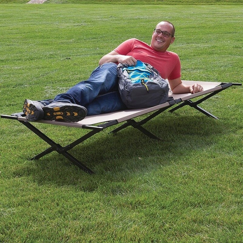 Folding Camping Cot Easy Assembly Heavy Duty Support Elevated Sleeping Outdoors