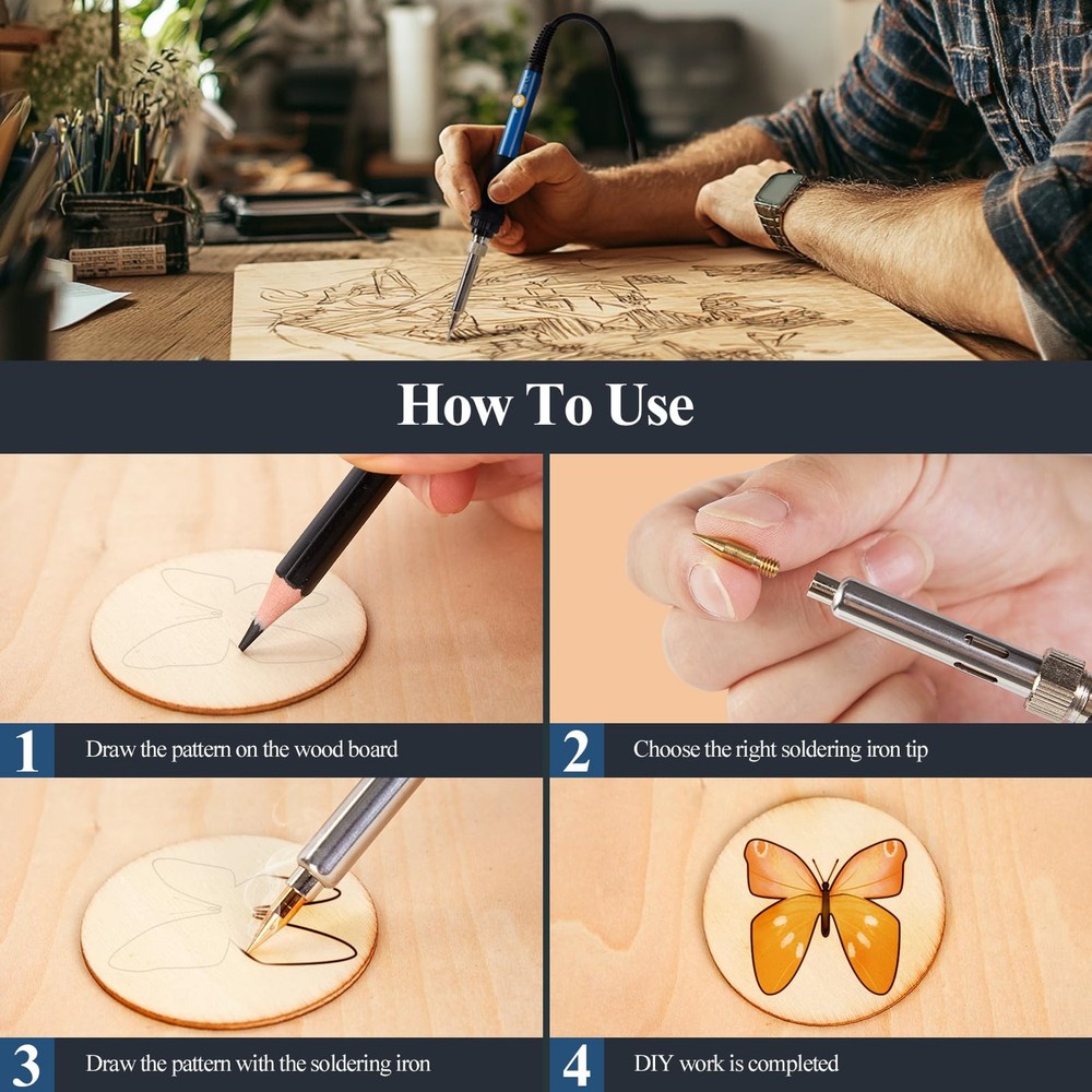 Wood Burning Kit 113pcs Professional 53 Pyrography Tips, Blue