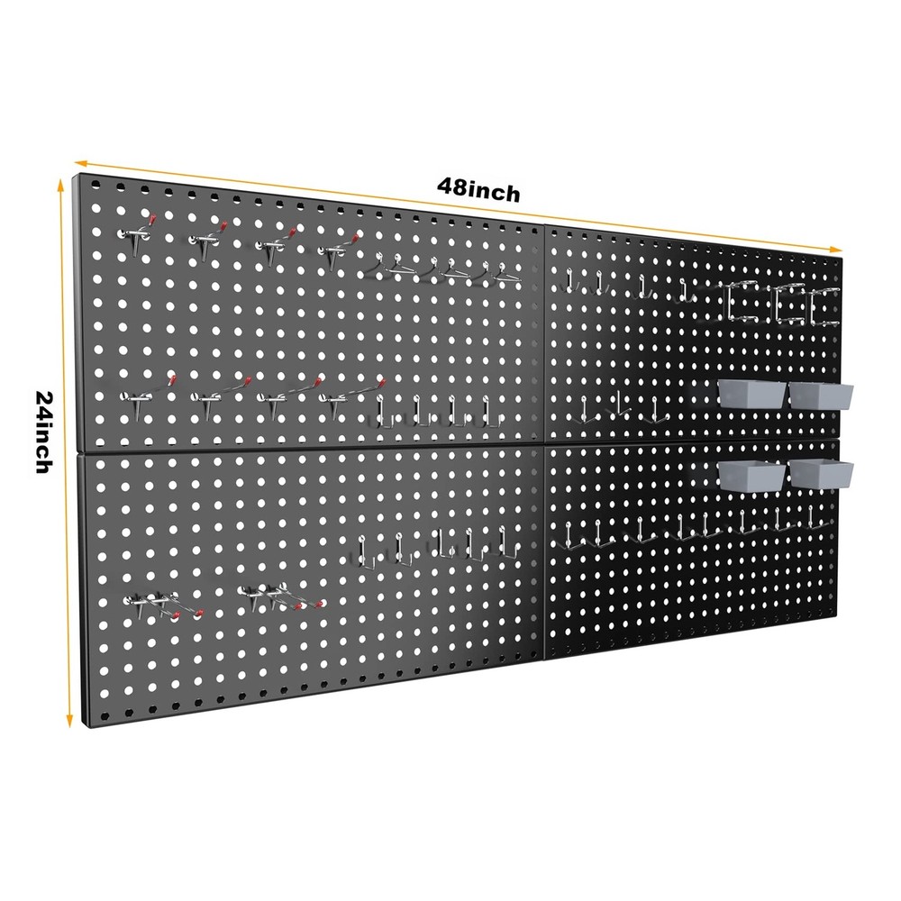 4x2ft Metal Pegboard Kit for Tools Storage, Black Pegboard Wall Organizer wit...