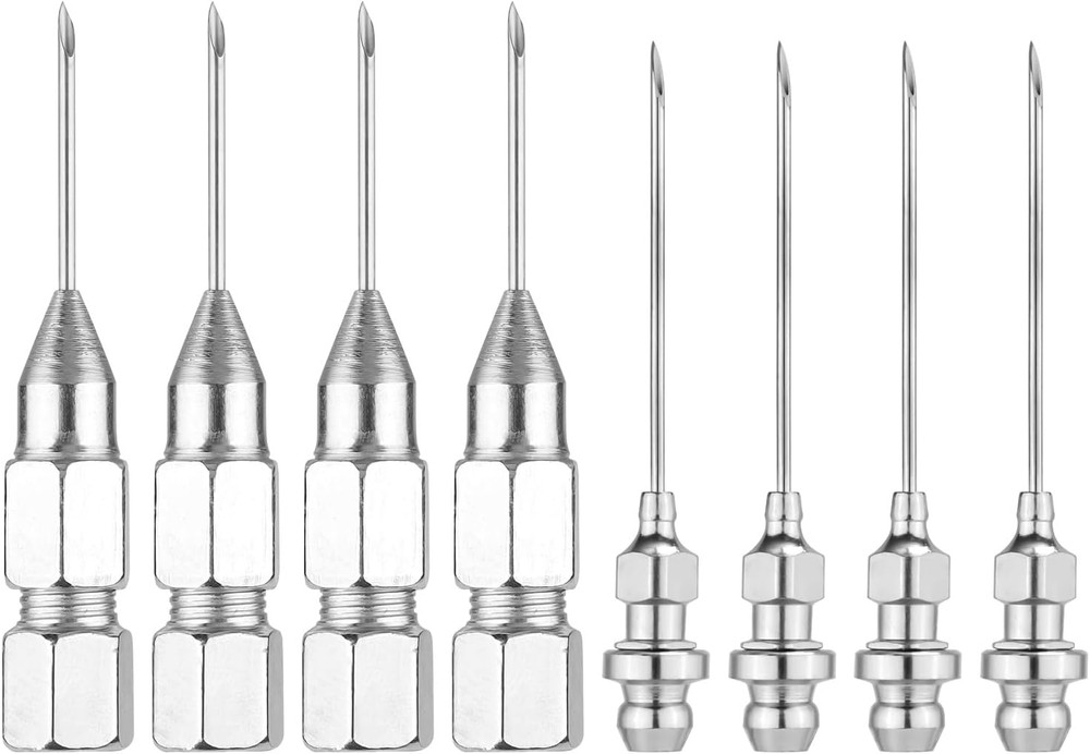 4Pcs Grease Needles & 4Pcs Point Tip Grease Fitting Adapter Tools, Used in Narr