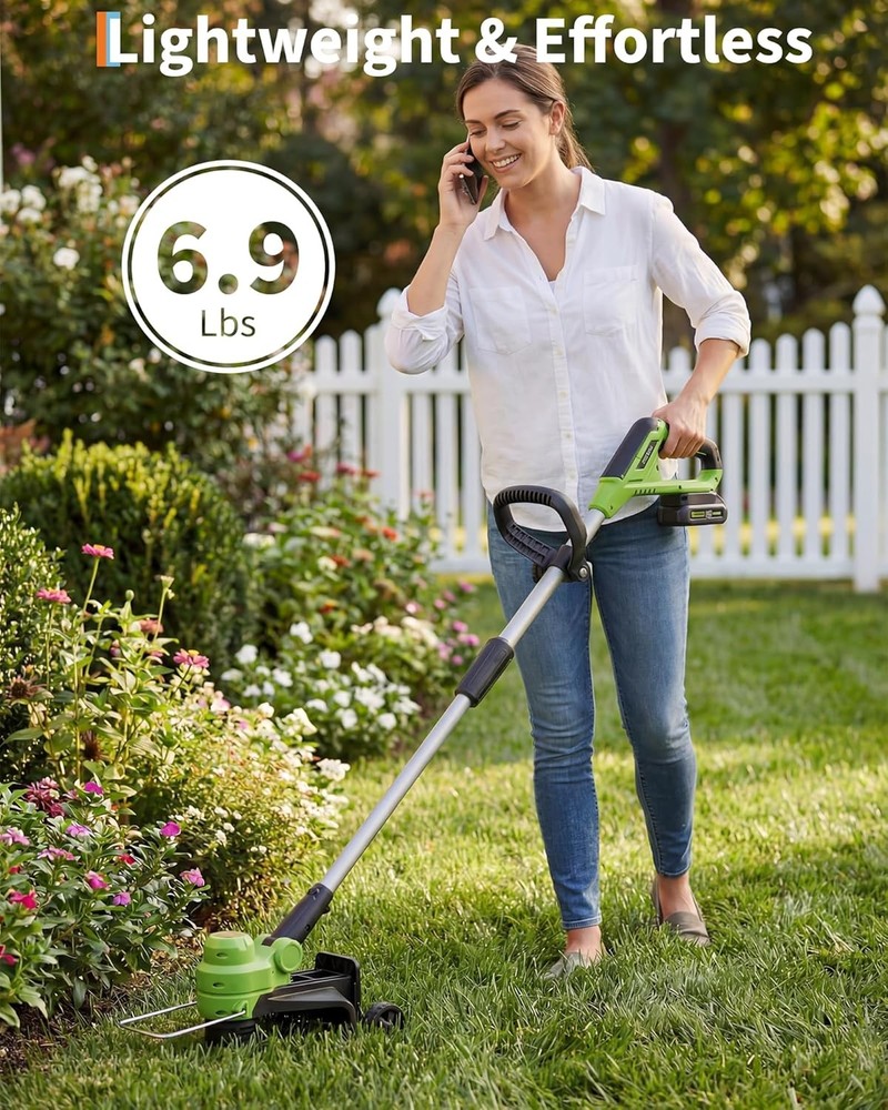 12" Electric Cordless Grass String Trimmer Lawn Edger Weed Wacker Cutter