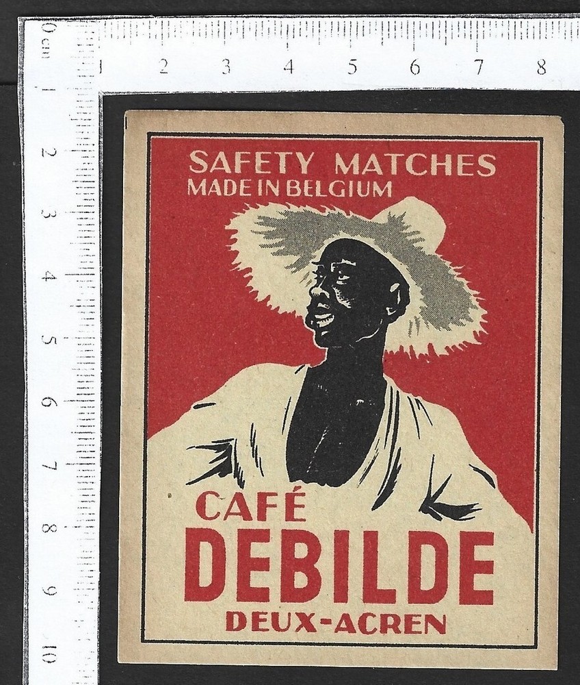CAFÉ DEBILDE advertisement on vintage LARGE matchbox label