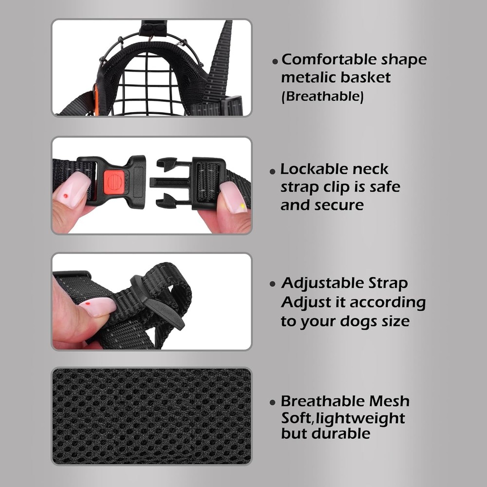 Pitbull Dog Muzzle Reflective Metal Mask Secure Wire Basket Muzzle for Large ...