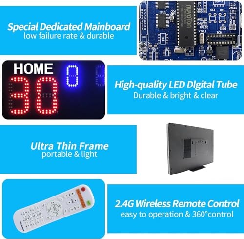 LED Electronic Scoreboard with Watch Control, Digital Scoreboard with Remote,