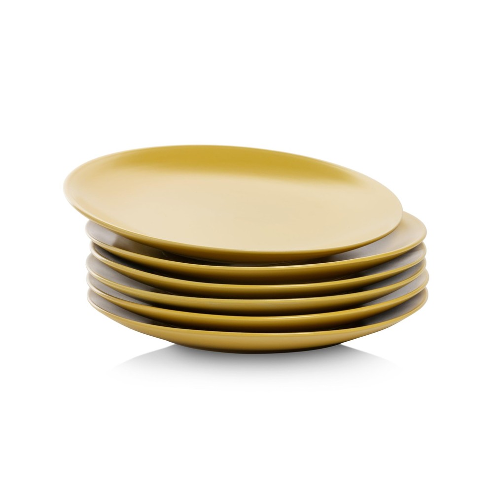 6 Set Wazee Matte Coupe Dinnerware Salad Plate Yellow Kitchen Tableware