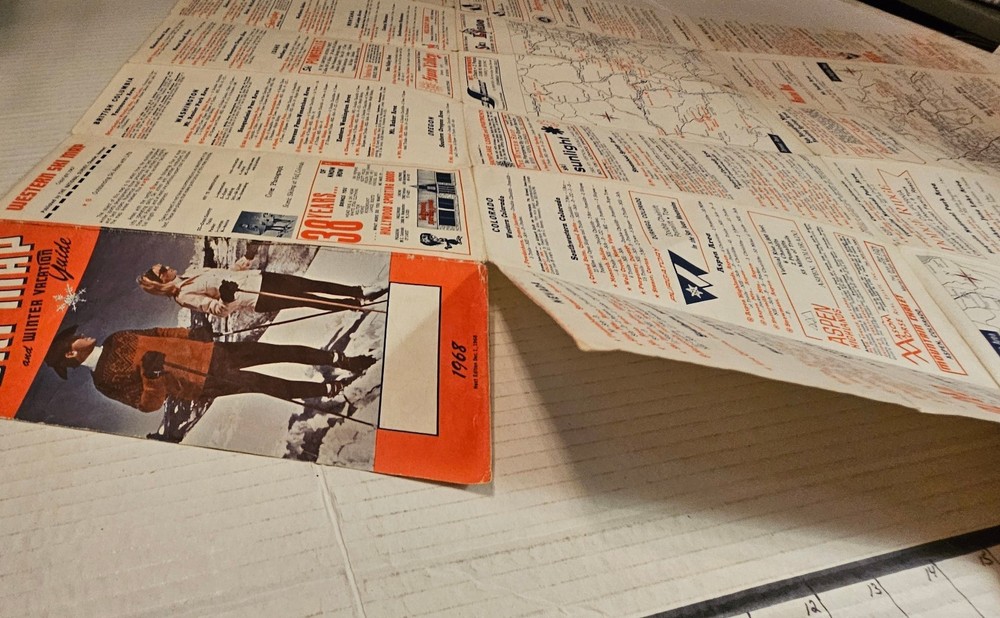 1968 WESTERN SKI MAP GUIDE. See Description For More.