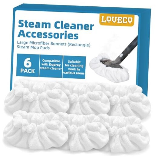 6 Pack Large Bonnets (Rectangle) Steam Mop Pads Compatible with Dupray Steam