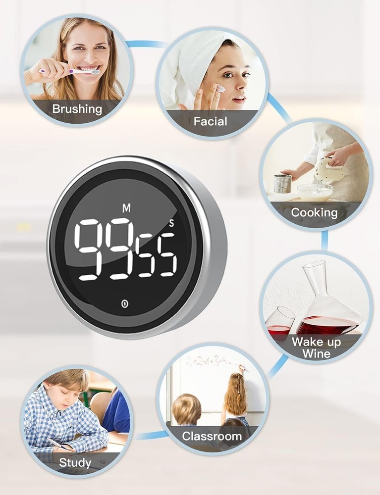 Easy-Twist Kitchen Timer with High/Low Alarm & Magnetic Back for Versatile Use