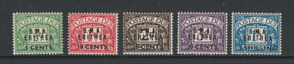 Eritrea 1948 Postage Dues Complete set SG ED1-ED5 Mnh.