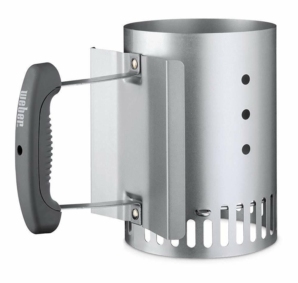 Compact Rapidfire Chimney Starter Charcoal Grill Start Lighter Can Bin W/ Handle