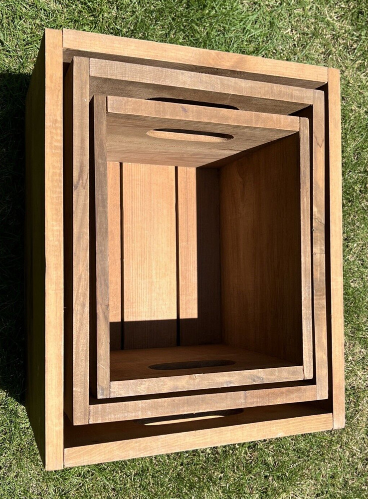 Set of 3 Rustic Farmhouse Nesting Wooden Boxes