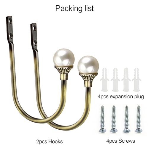 Curtain Holdbacks Wall Mounted Curtain Tiebacks Hooks 2 Pack Antique Brass