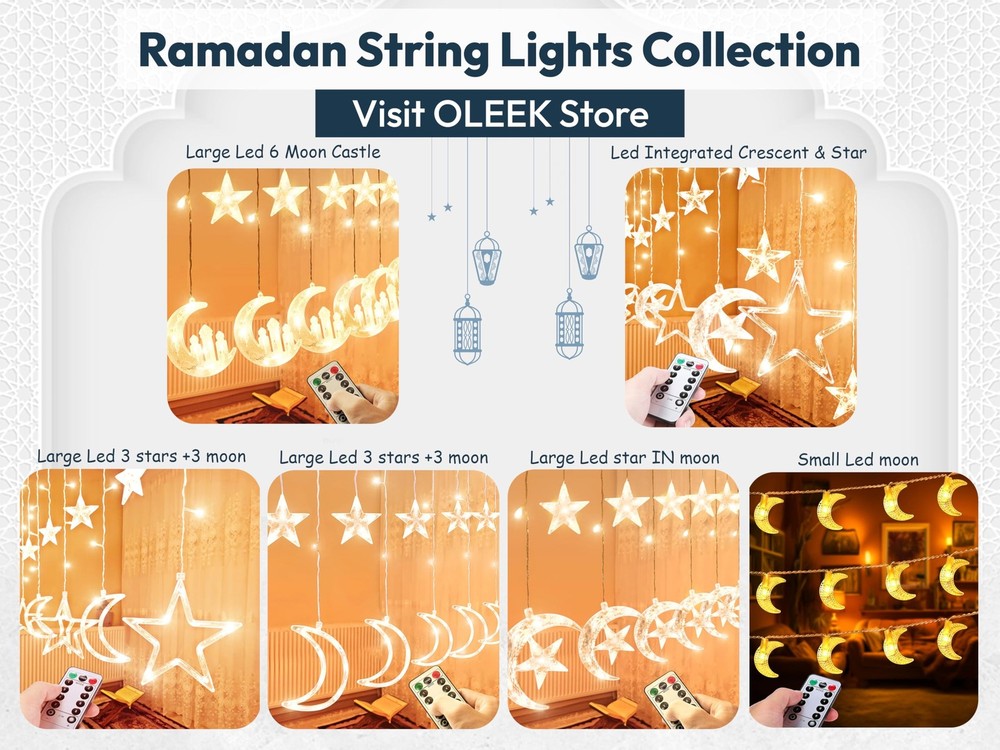 OLEEK Ramadan Lights Decorations - for Home Warm White