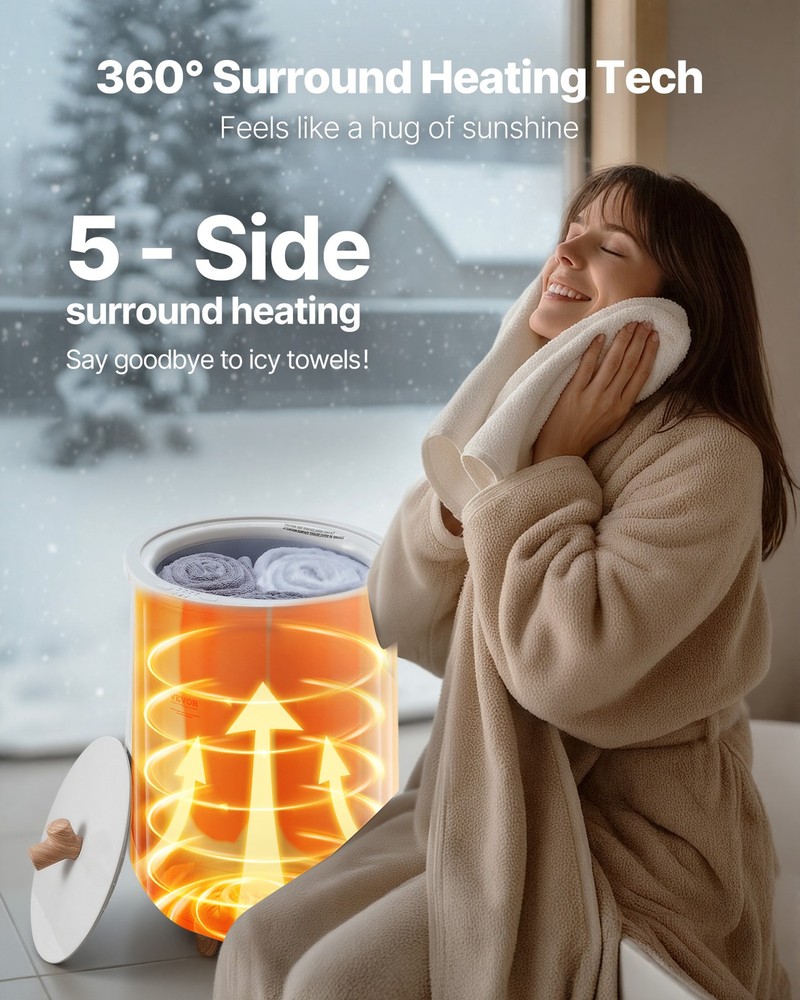 VEVOR 20L Towel Warmer Bucket with LED Light Timer and Temperature Setting Gray