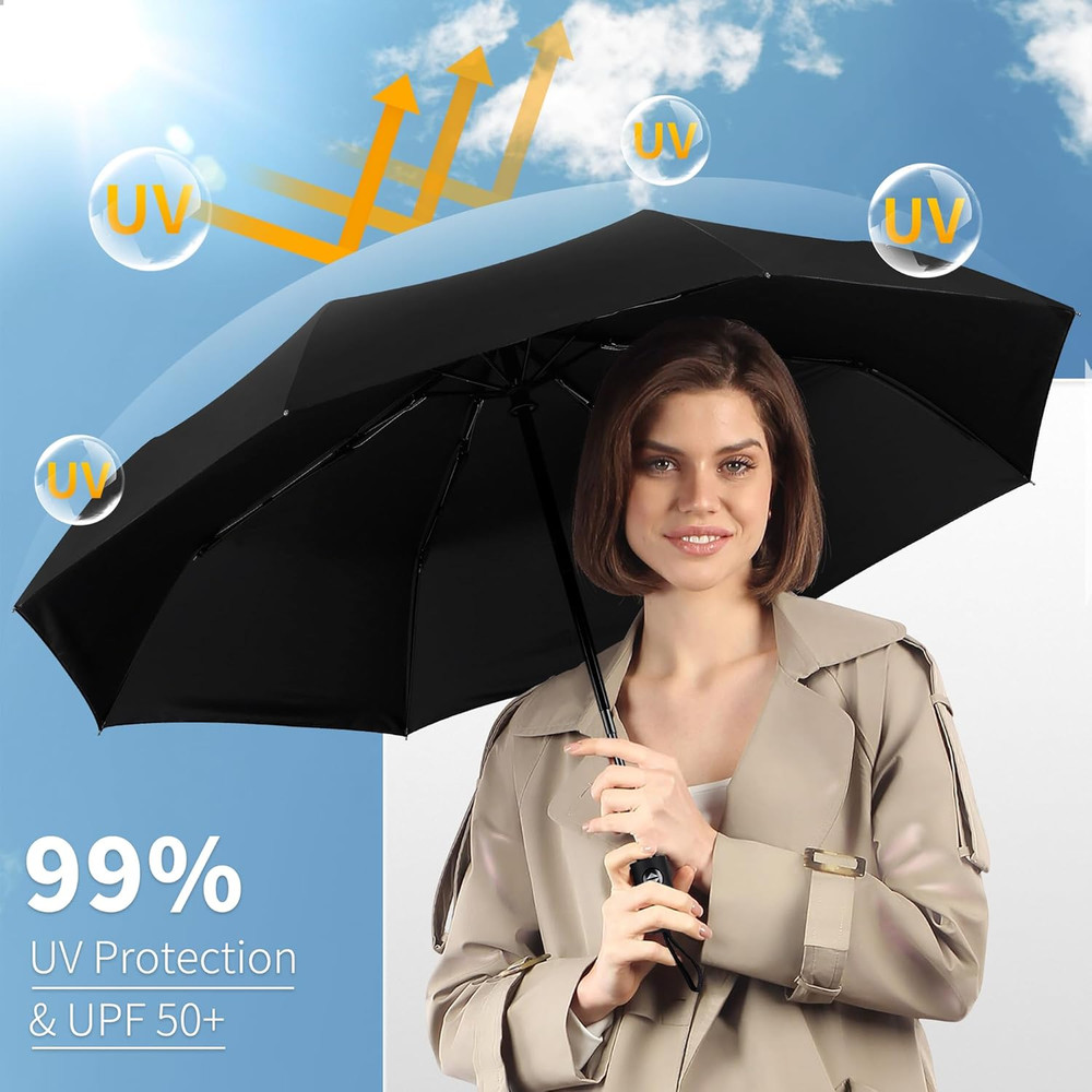 Windproof Travel Umbrella, Automatic Umbrellas for Rain, Portable & Compact Umbr