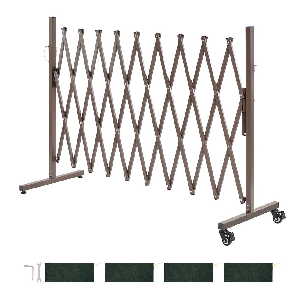 Mobile Folding Barricade: 10FT Extendable, Locking Casters, Patio/Garden Use