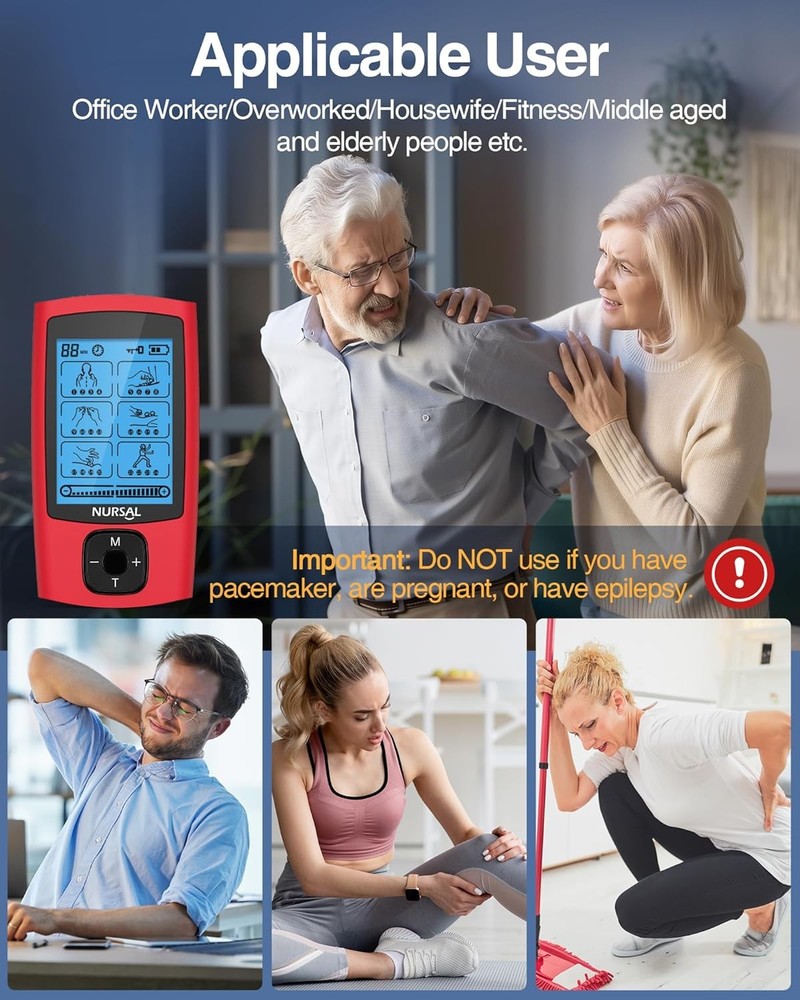 NURSAL 24 Modes TENS Unit Muscle Stimulator, Rechargeable Electronic Pulse