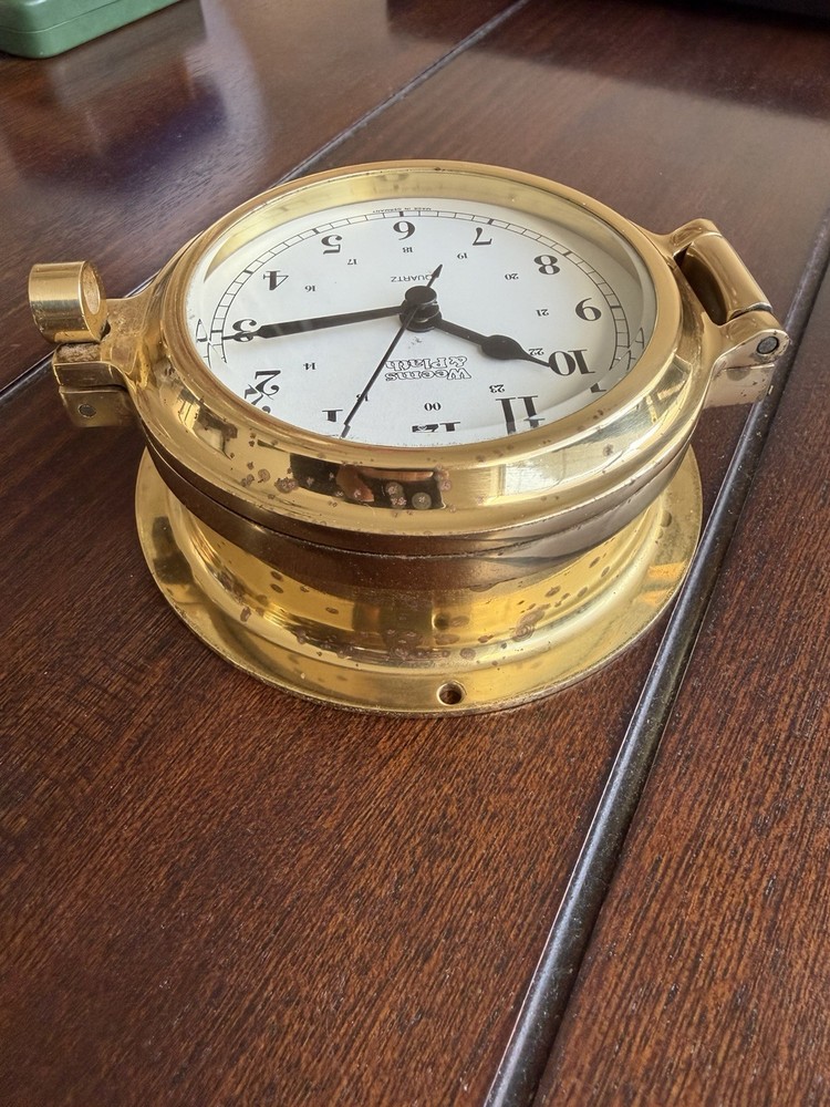 Weems & Plath Brass Porthole Clock & Barometer Set Germany