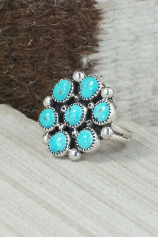 Turquoise & Sterling Silver Ring - Priscilla Reeder - Size 8.75