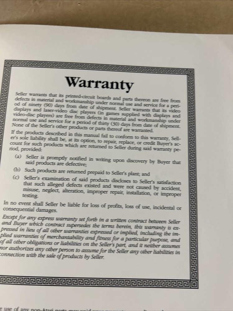 3rd print PIT FIGHTER PITFIGHTER with schematics atari arcade video game manual