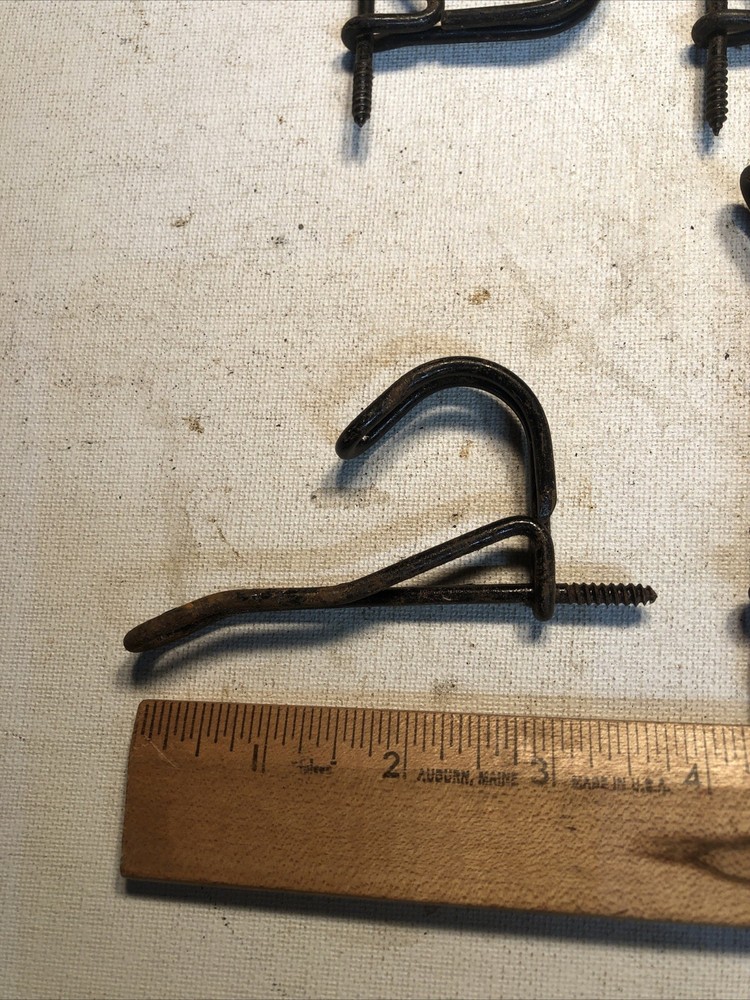 6 Antique Vintage Twisted Wire Coat Hooks