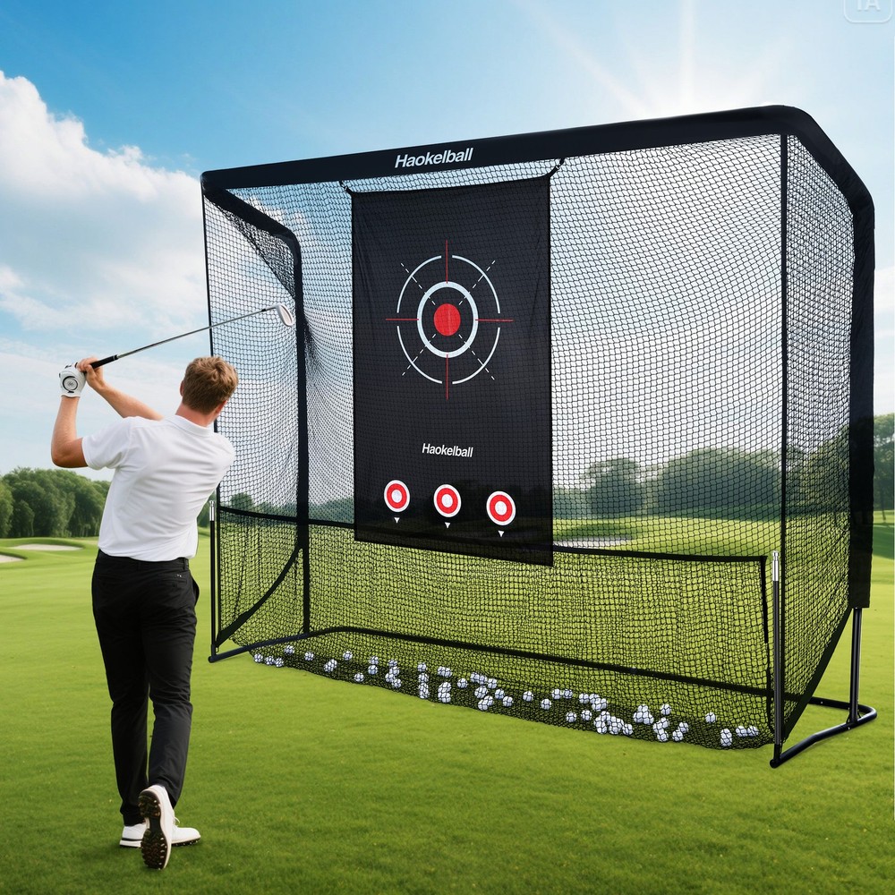 10x7.5ft Golf Practice Net w/Target Cloth Large Ball Collection Golf Hitting Net
