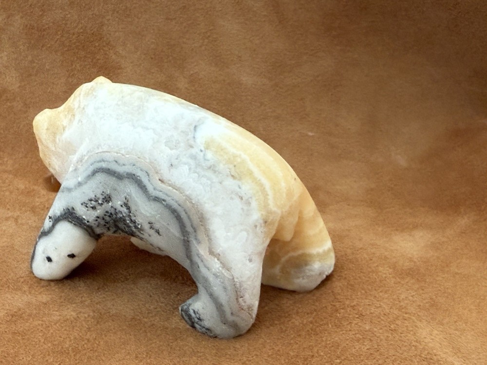 Bear Fetish Calcite with Fish