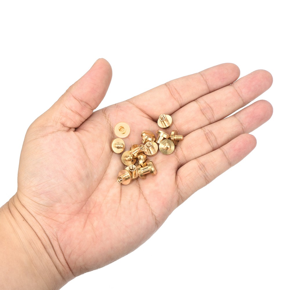8Pcs Brass Chicago Screw, 5mm Leather Rivets Binding Stud Nail for Belt