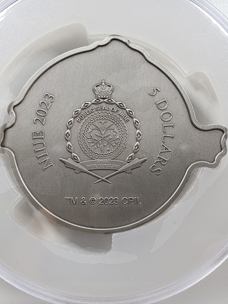 2023 Niue Ghostbusters Logo Shaped 2 oz Silver Ghost Trap Box PCGS MS68