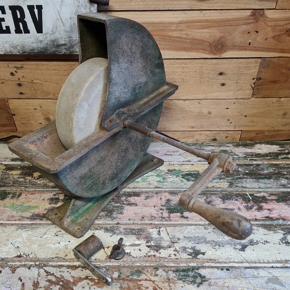 Antique cast iron Whetstone Grinding Wheel tools garage workshop reclaimed