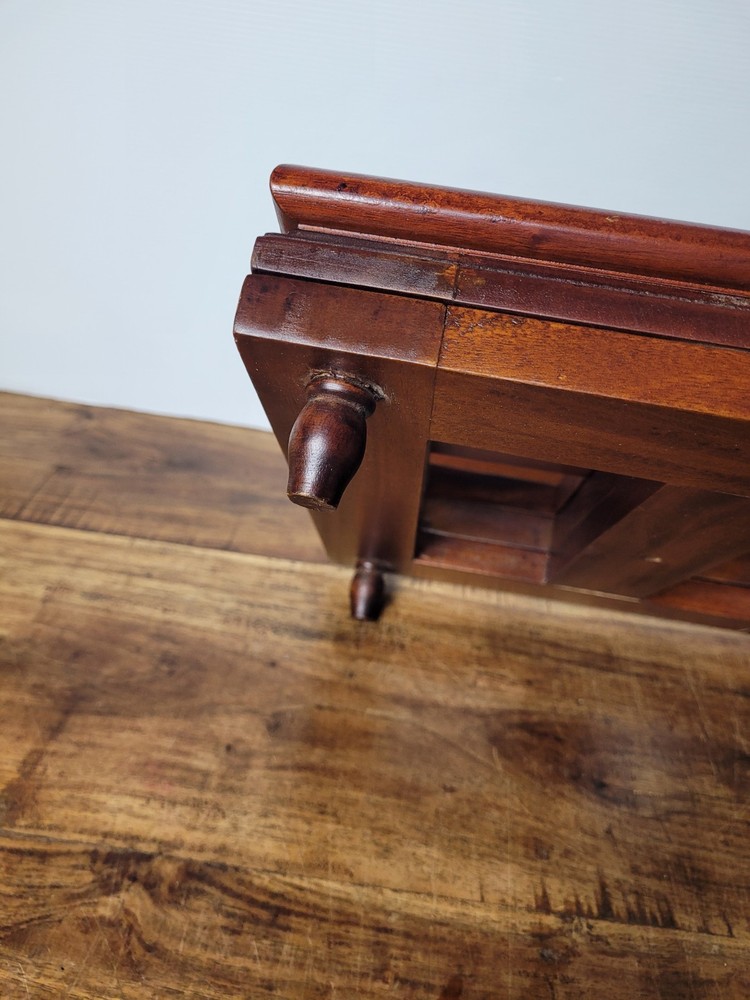 Vintage Solid Timber Tabletop Book Holder, Brass Hinges, Turned Timber Feet