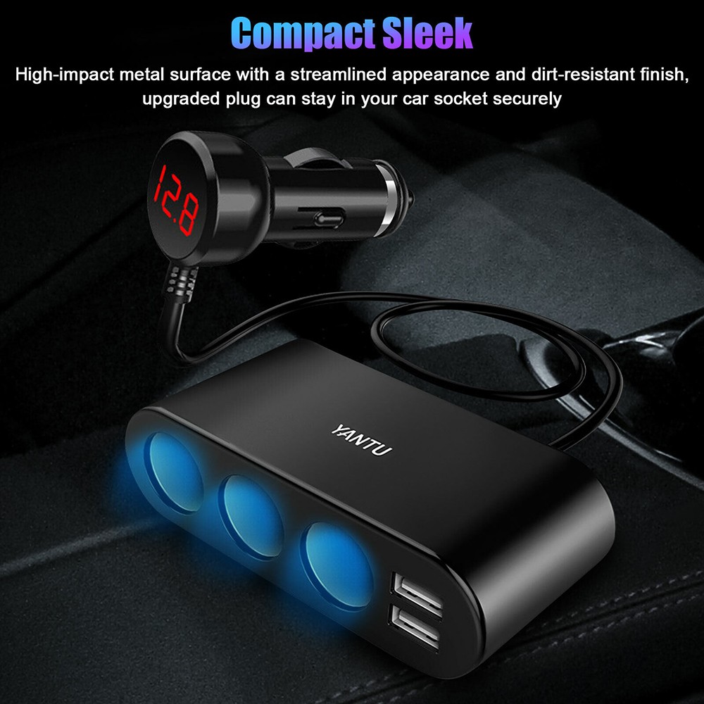 3 Way Multi Car Cigarette Lighter Socket Extension Splitter USB Charger DC 12V