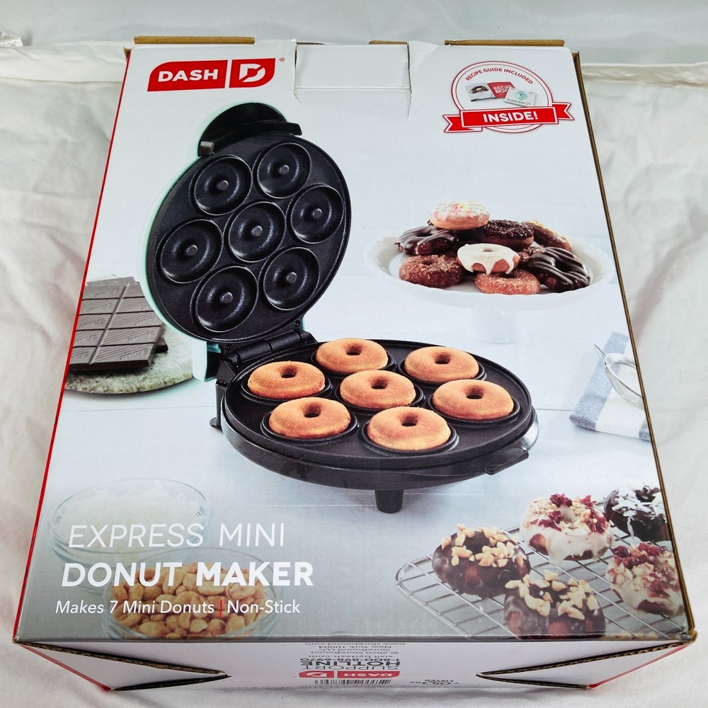 DASH Mini Donut Maker Machine w/ Non-stick Surface, Makes 7 Doughnuts - Aqua