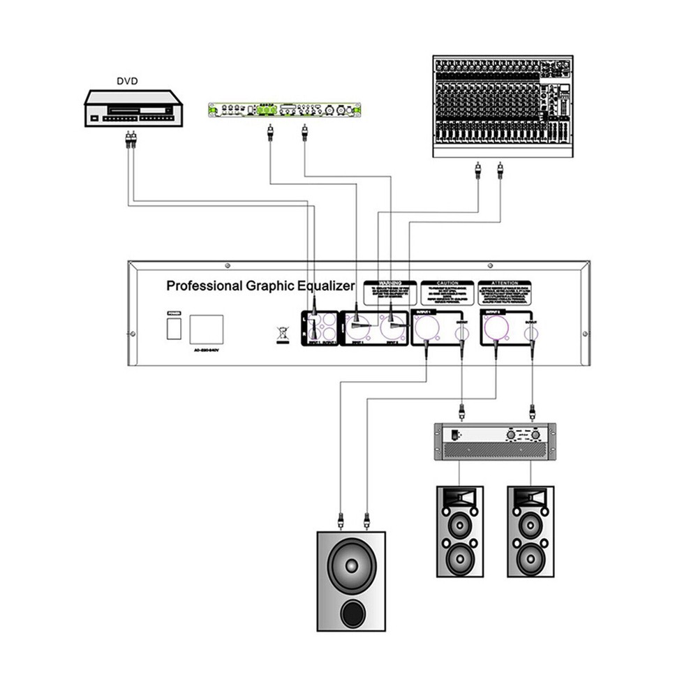 Professional Graphic Equalizer Digital Equalizer Dual 31-Band Spectrum Display.