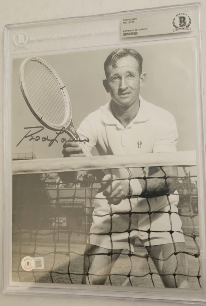 ROD LAVER SIGNED 8X10 -- DOUBLE AUTHENTICATED BY BECKETT