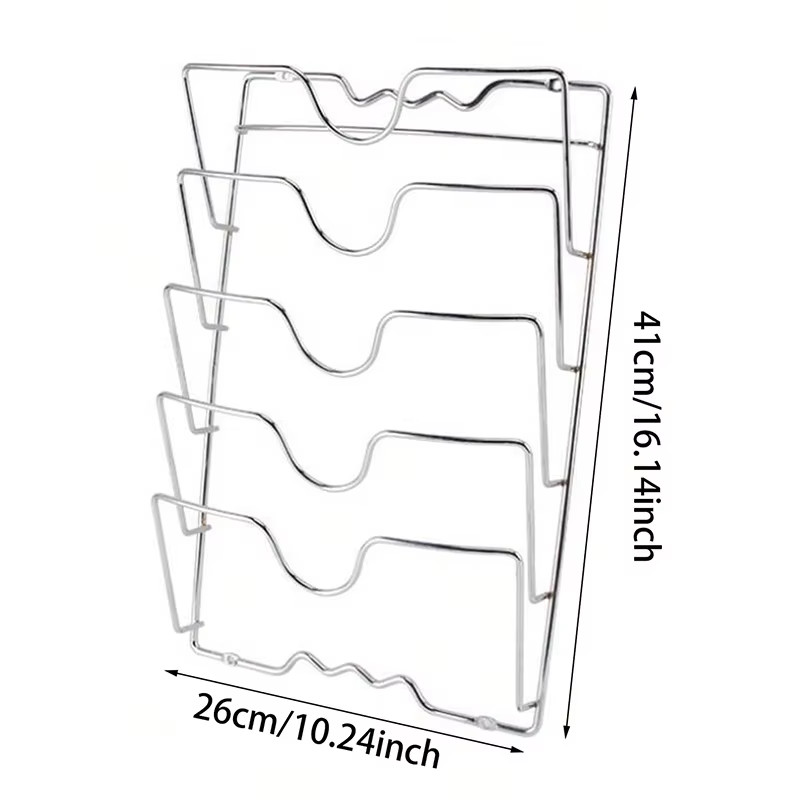 Kitchen Organizer Rack Wall Hanging Pot Cover Rack Five-Layer Pot Lid Metal Rust