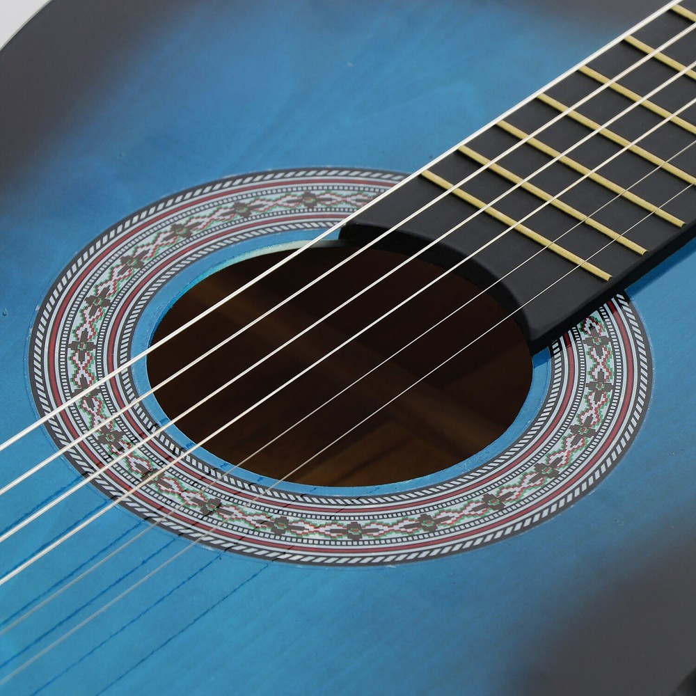 Beginners Pick Blue Acoustic Guitar With Guitar Case Strap Tuner