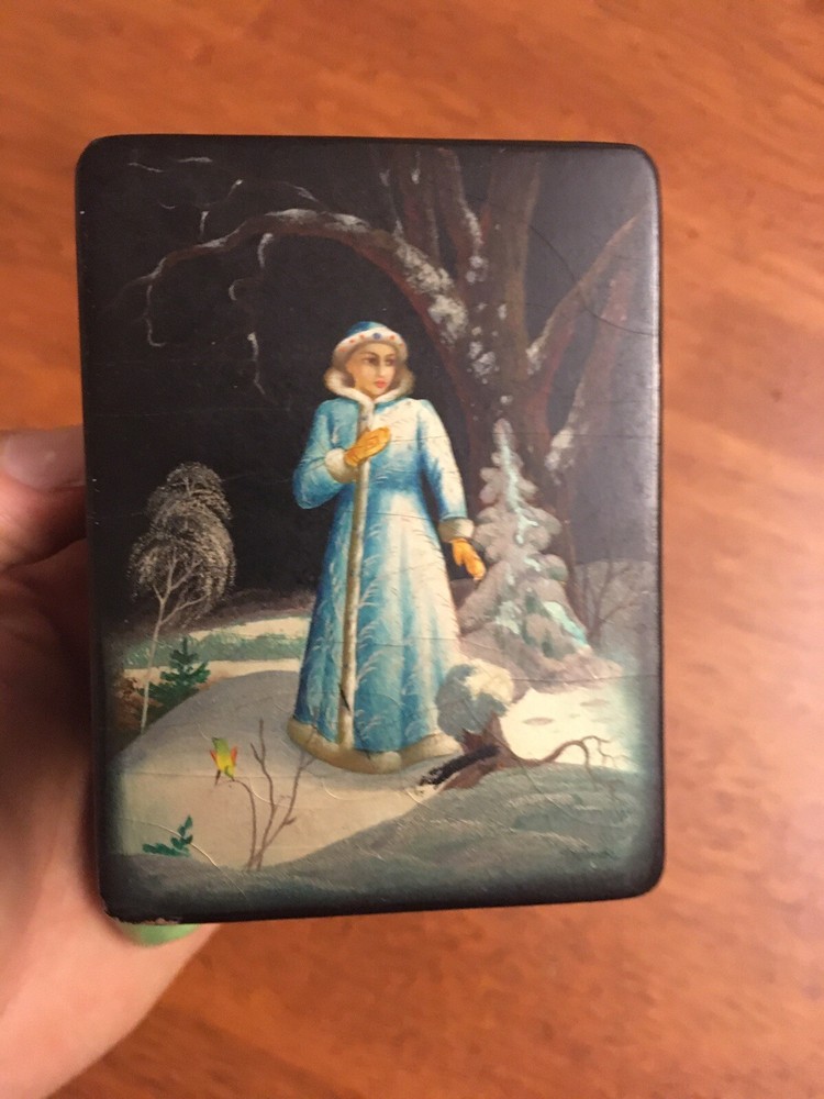 Russian Mache Lacquer Box Lady Nicely Done