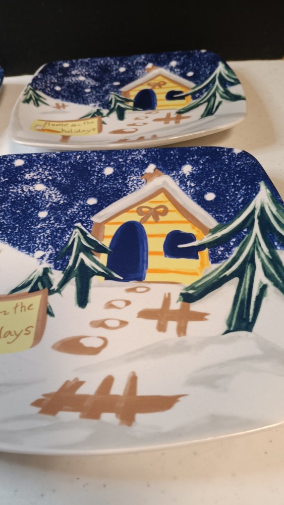 Wonderland Traditions 4Pc Christmas Cake Serving Set W 4 Server Plates