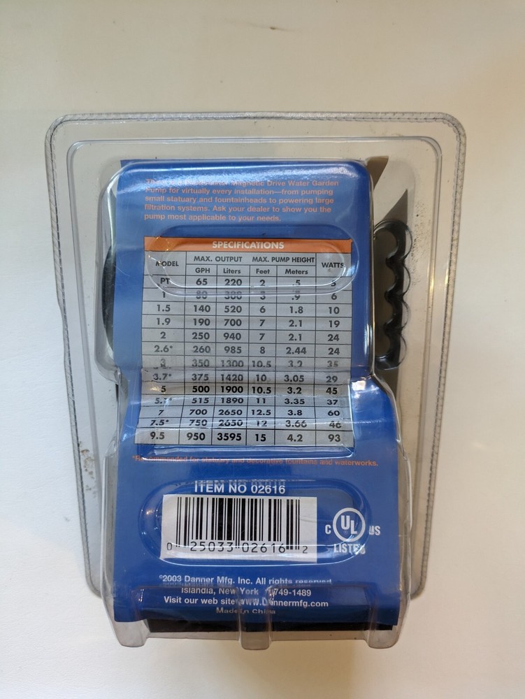 Pondmaster Statuary Pump 375 GPH 02616 Replacement Pond Filter System Black NEW