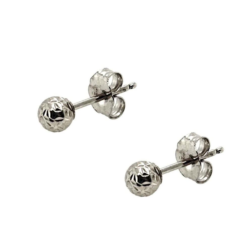 925-Sterling-Silver-Round Diamond Cut Ball Stud Earrings