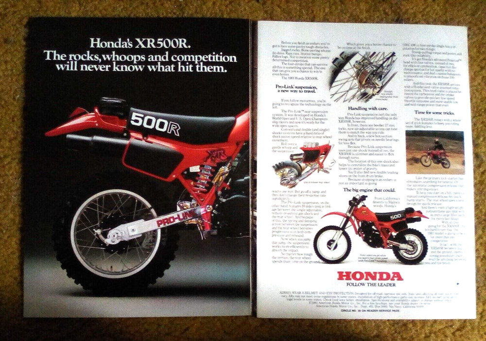 1981 Honda XR500R Motorcycle Print Ad