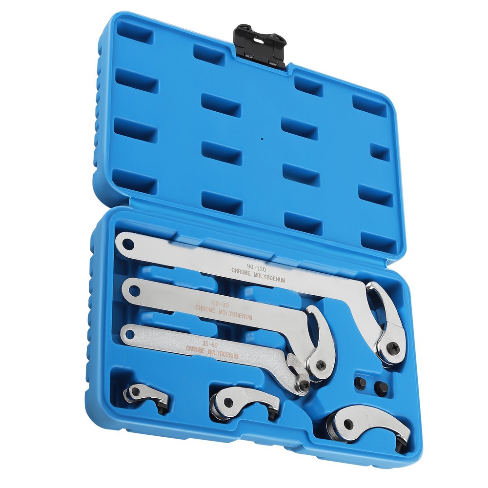 8X Adjustable Hook Pin Spanner Wrench Tool Set Locking Nut Wrench 35mm-120mm US