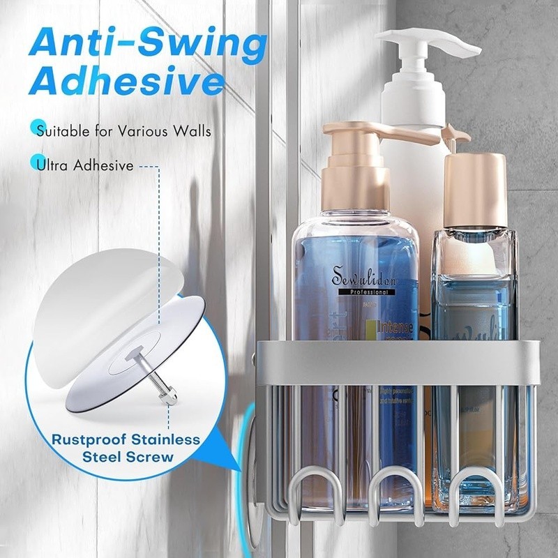 Adjustable Shower Caddy Handheld Shower Rustproof Aluminum Storage Organizer New
