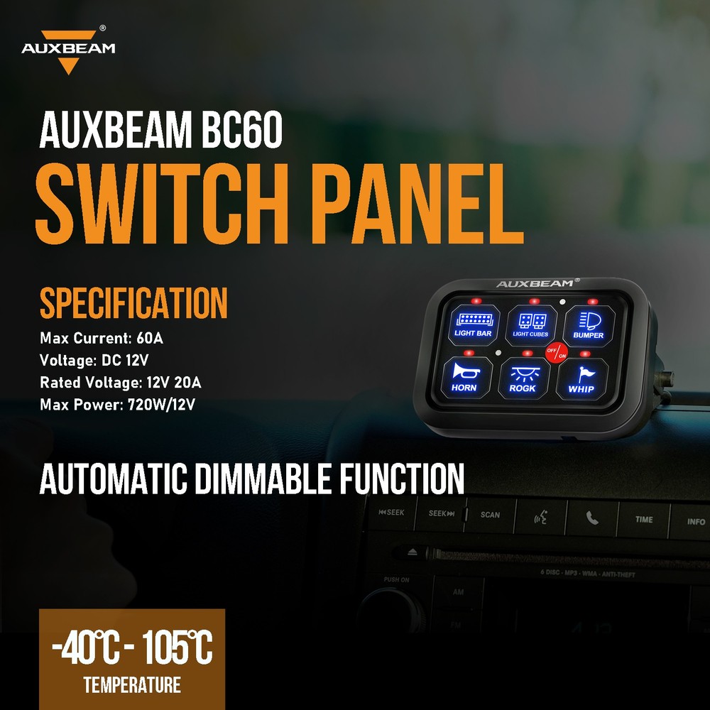 AUXBEAM 6 Gang Switch Panel Circuit Control Relay System For Can-Am Maverick X3